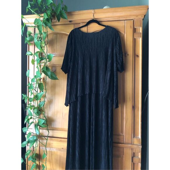 Vintage Connected Woman Black Ruffled Pleated Dress SZ 22W - Picture 7 of 13